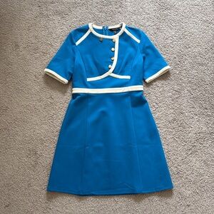 Karen Millen women dress never worn size US 10 in blue with white